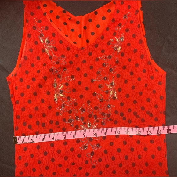 Size M Red with black polka dots tiered ruffles flamenco,salsa,tango party dress - Picture 8 of 9